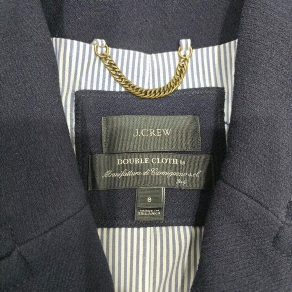 J CREW Double Cloth Italy Peacoat 8 Navy Blue Double Breast Wool Blend - Picture 8 of 16
